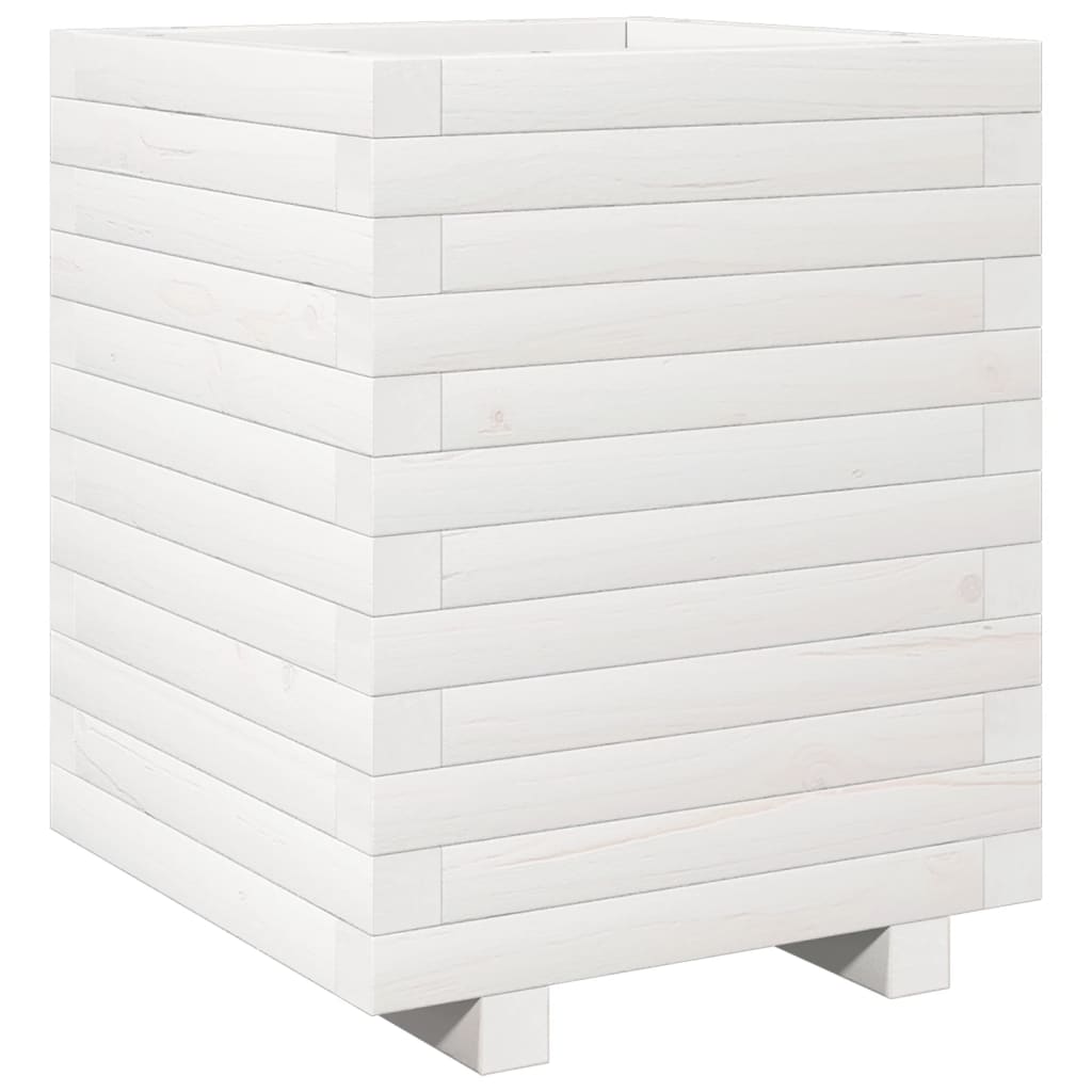 vidaXL Jardinera madera maciza de pino cera 40x40x49,5 cm Color Pino natural,  Blanco,  Marrón cera y mas
