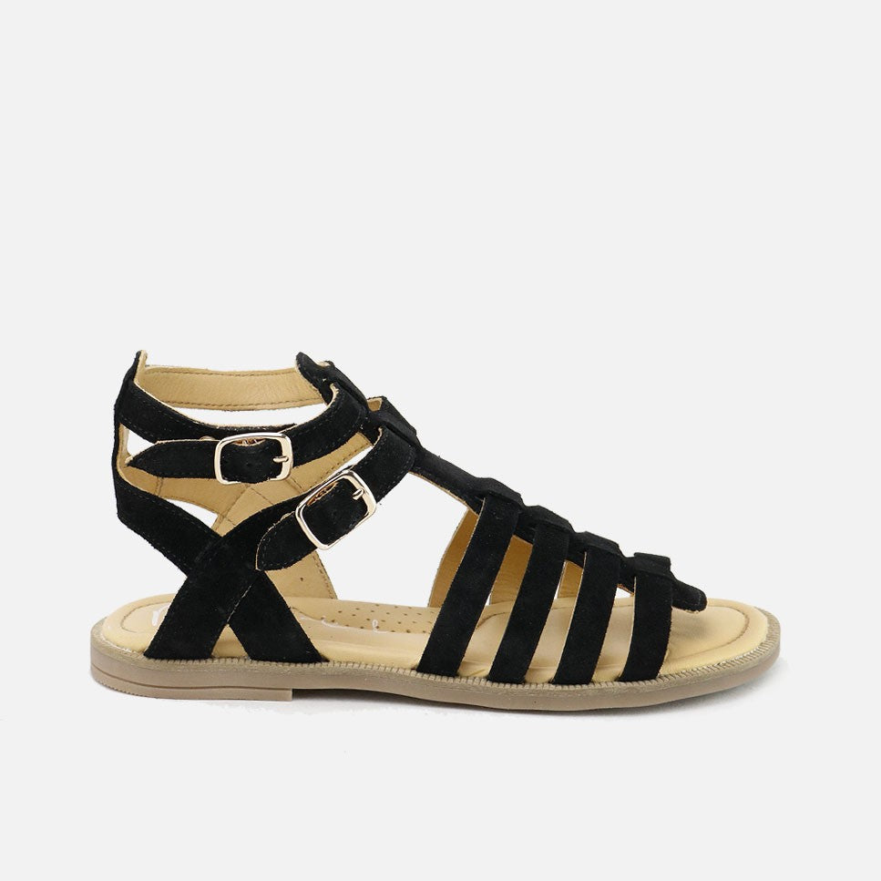 Sandalias Gladiadoras Serraje Negro Tania Papanata | Eli 1957