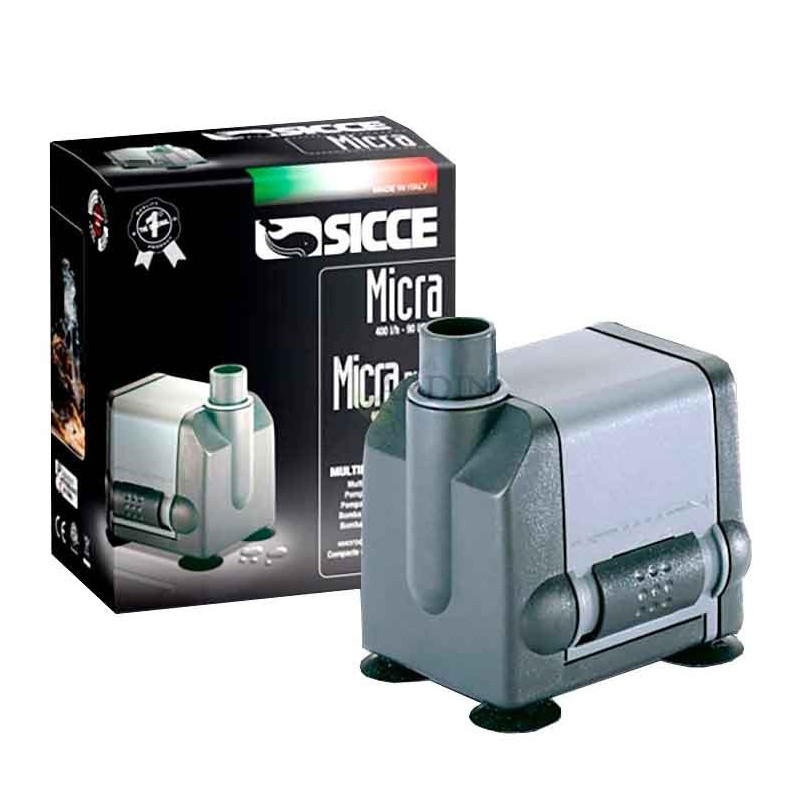 SICCE Bomba de agua sumergible Micra 0,6 m - 400 l/h Mini bomba acuario, bomba de fuente ajustable para estanque y pecera