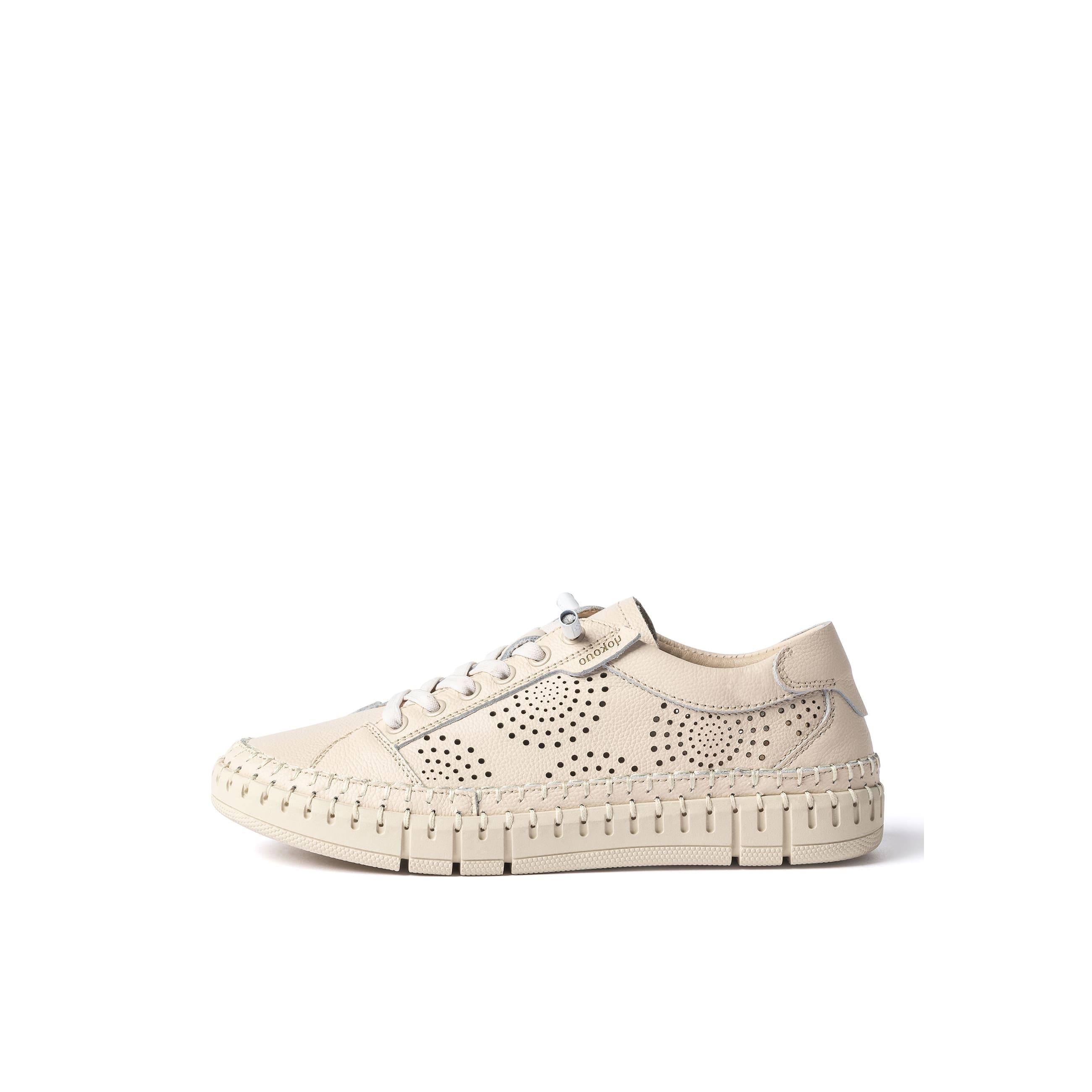 YOKONO Sneaker FLOW-100 BEIGE | Zapatos mujer Primavera-Verano | Piel vacuna  Serr/napa | 2 CM