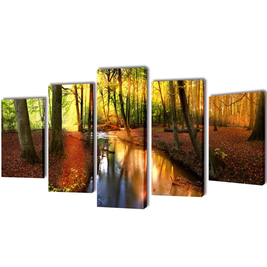 vidaXL Set decorativo de lienzos para la pared modelo bosque, 200 x 100 cm