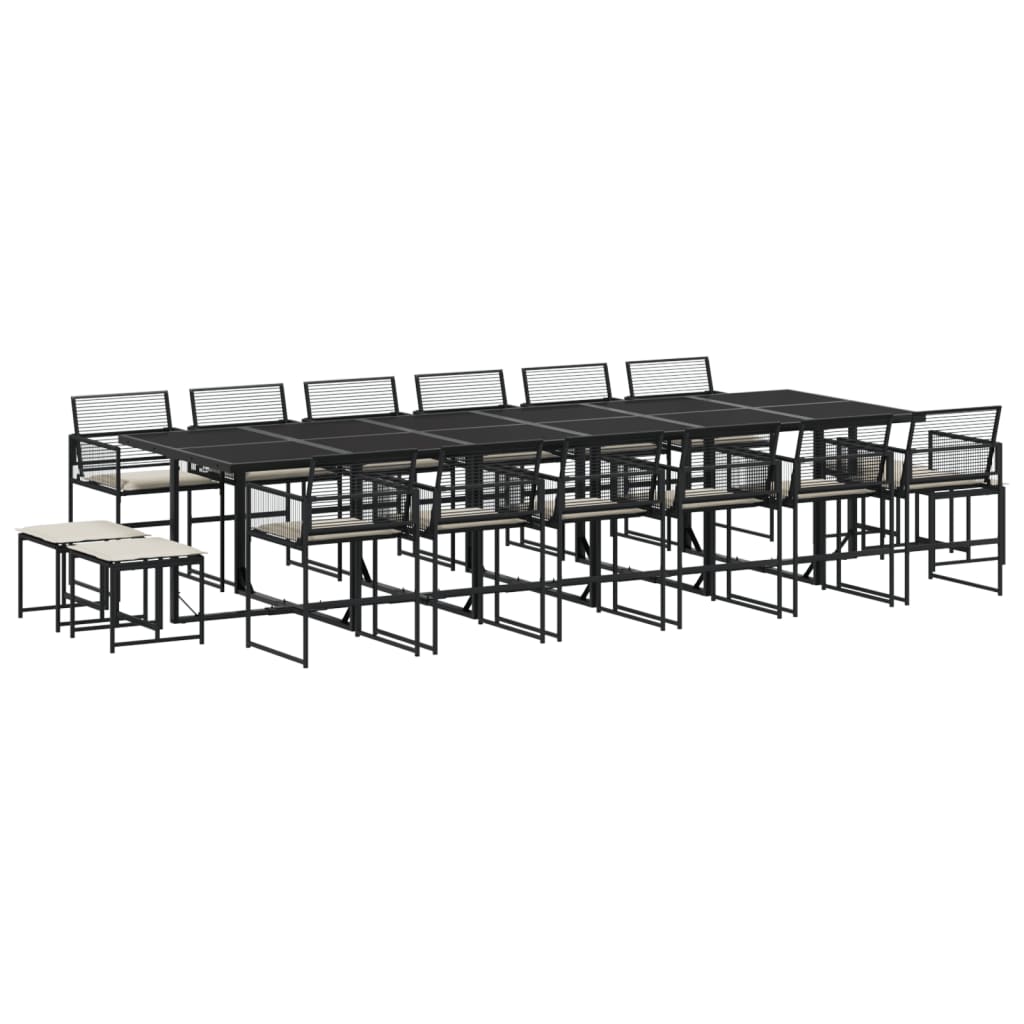 vidaXL Set de muebles jardín 17 pzas con cojines ratán sintético negro