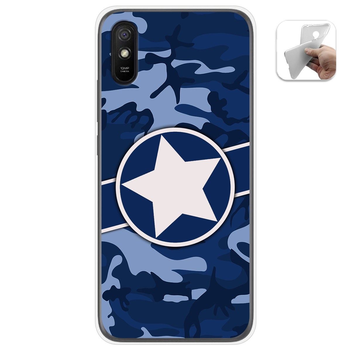 Tumundosmartphone Funda Gel Tpu para Xiaomi Redmi 9A / 9AT diseño Camuflaje 03 Dibujos
