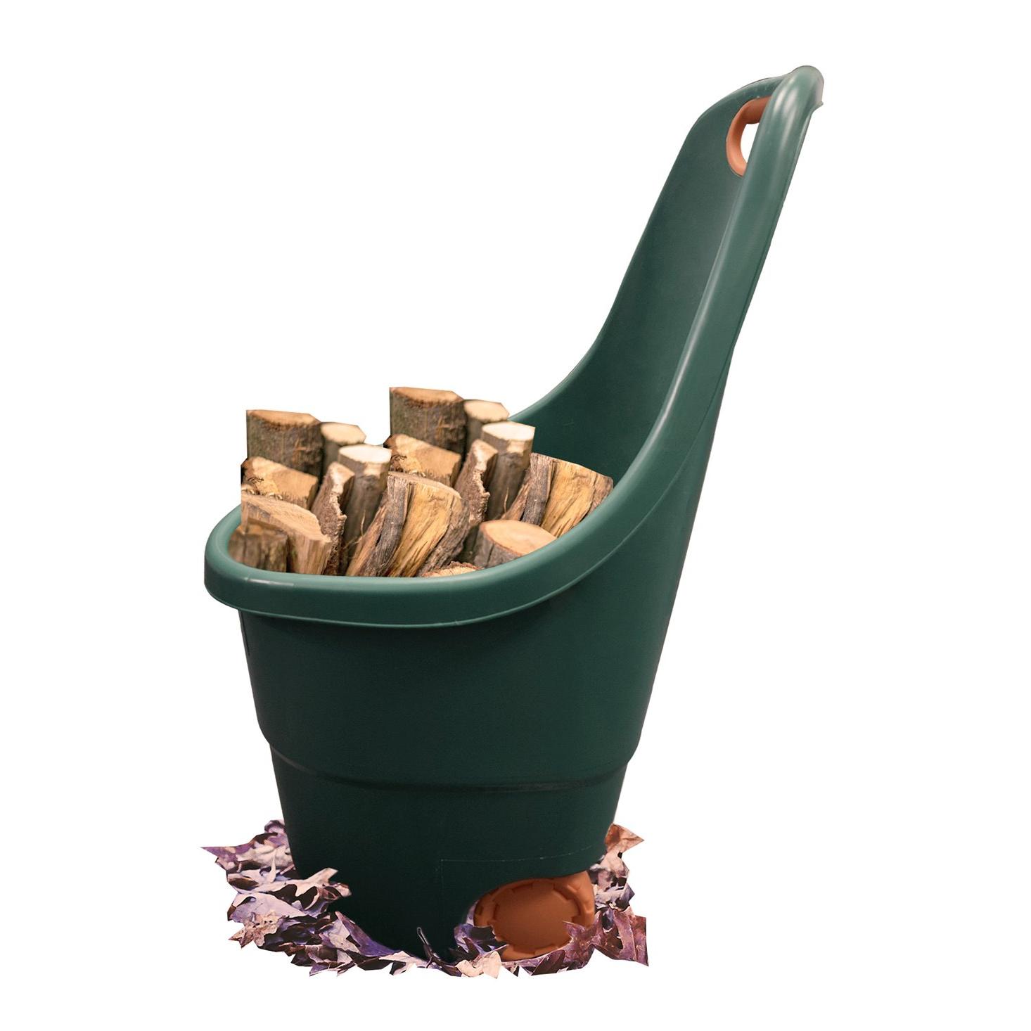 JARDIN202 - Carrito Multiusos de 68 Litros Verde/Naranja - Perfecto para Jardín, Recolección y Transporte