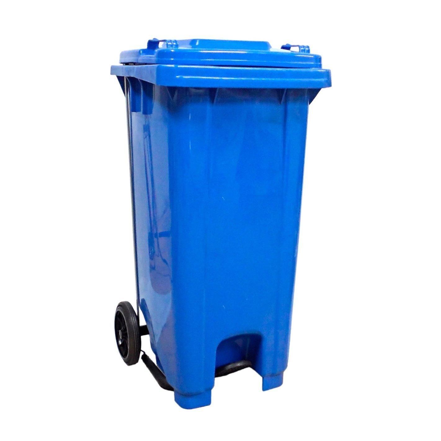 Contenedor de basura 120L - Con pedal - Azul
