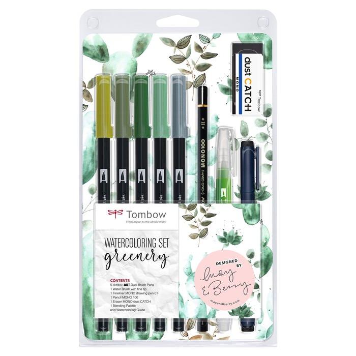 TOMBOW SET TOMBOW ACUARELABLE GREENERY ARTICULOS DE ESCRITORIO 25x15x2 Cms.
