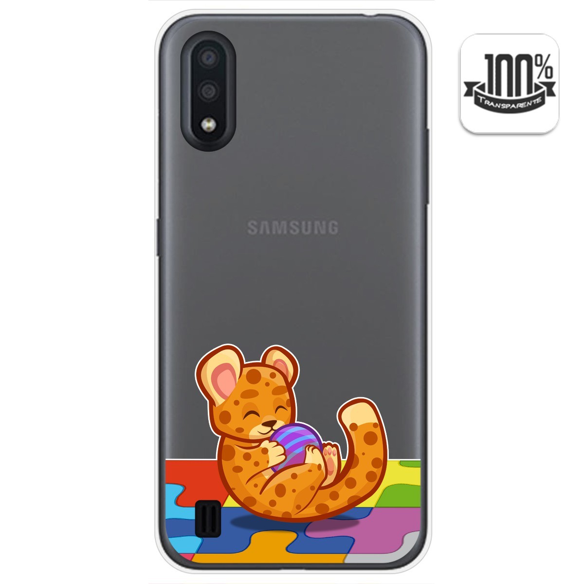 Tumundosmartphone Funda Gel Transparente para Samsung Galaxy A01 diseño Leopardo Dibujos