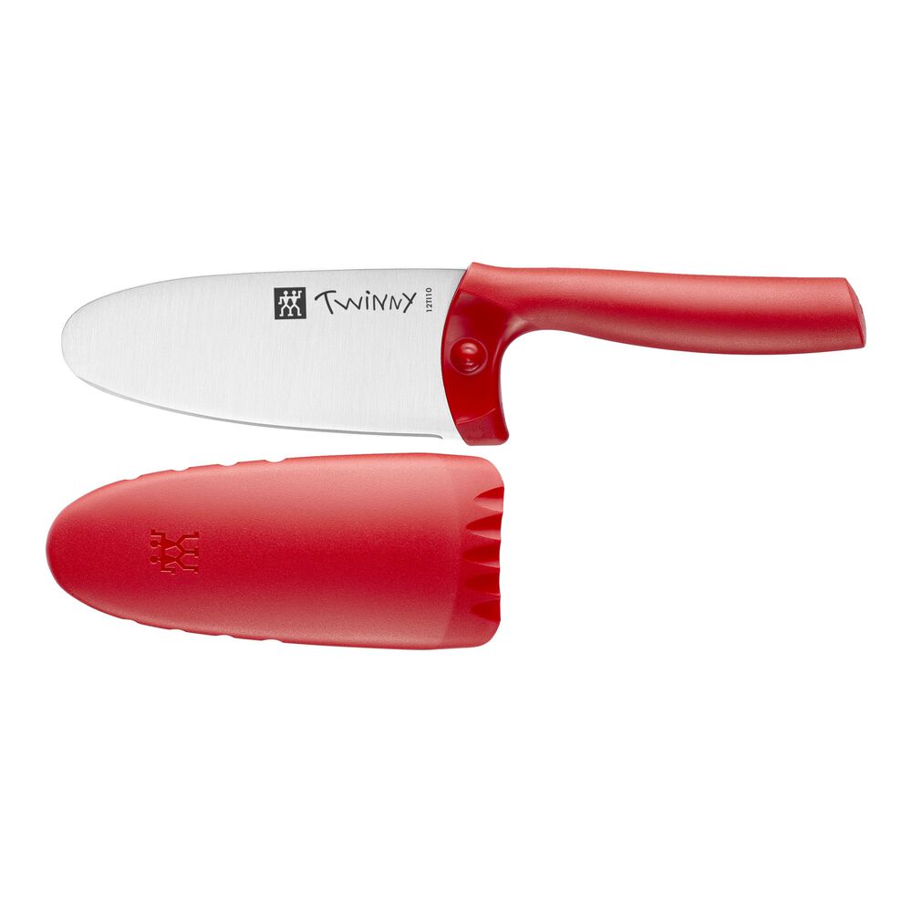 ZWILLING - Mi Primer Cuchillo Infantil, A Partir 3 Años, Hoja Redondeada, Aprender a Cortar, Modelo Twinny, Color Rojo, Funda Plástico