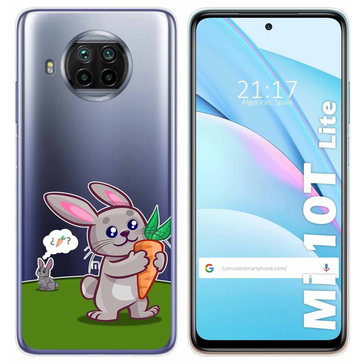 Tumundosmartphone Funda Gel Transparente para Xiaomi Mi 10T Lite diseño Conejo Dibujos