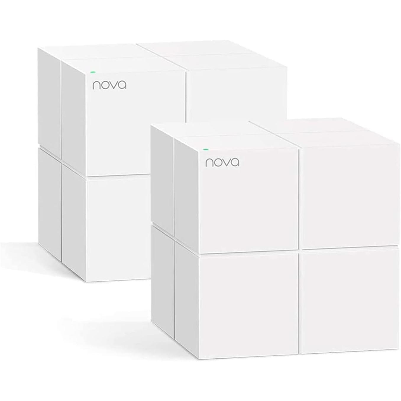 Tenda Nova MW6 - Router Mesh WiFi Solución Completa WLAN de Malla de Doble Banda (2 Estaciones, 4 Puertos Gigabit, MU-MIMO, hasta 330 m² ), Más de 90 dispositivos conectados simultanéame, Wi-Fi 2.4GHz / 5GHz, Compatible con Alexa, Pack 2, Blanco