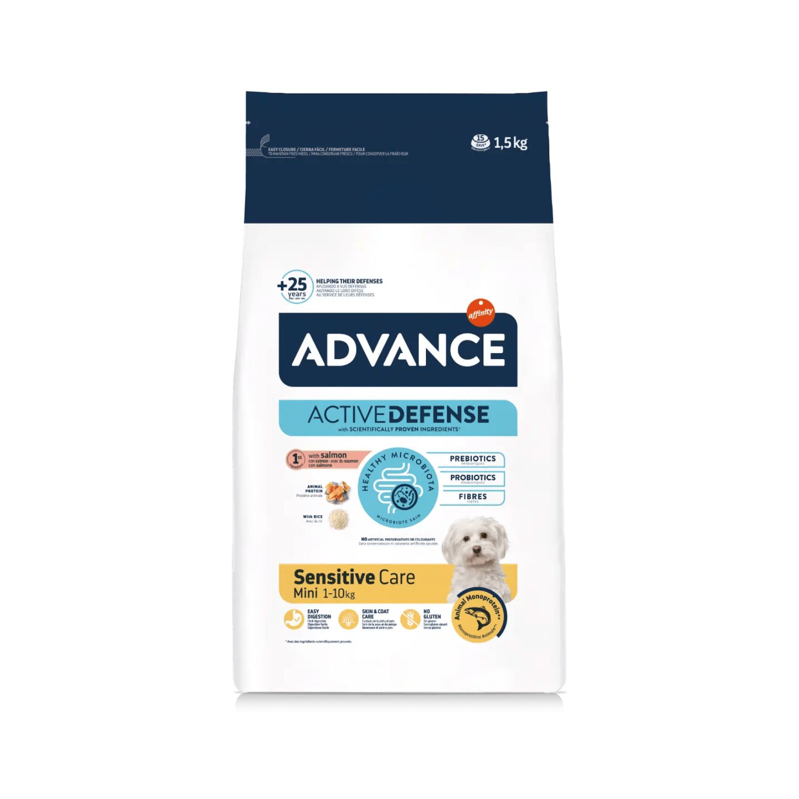 Advance Adult Mini Sensitive Care con Salmón y Arroz Pienso para Perros de Razas Mini o Pequeñas (menos de 10 kg)