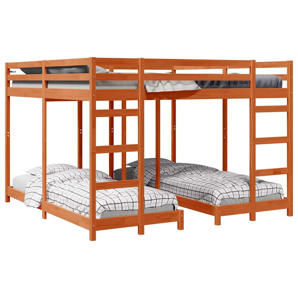 vidaXL Estructura de litera triple Madera de pino macizo Muebles Dormitorio Multitalla