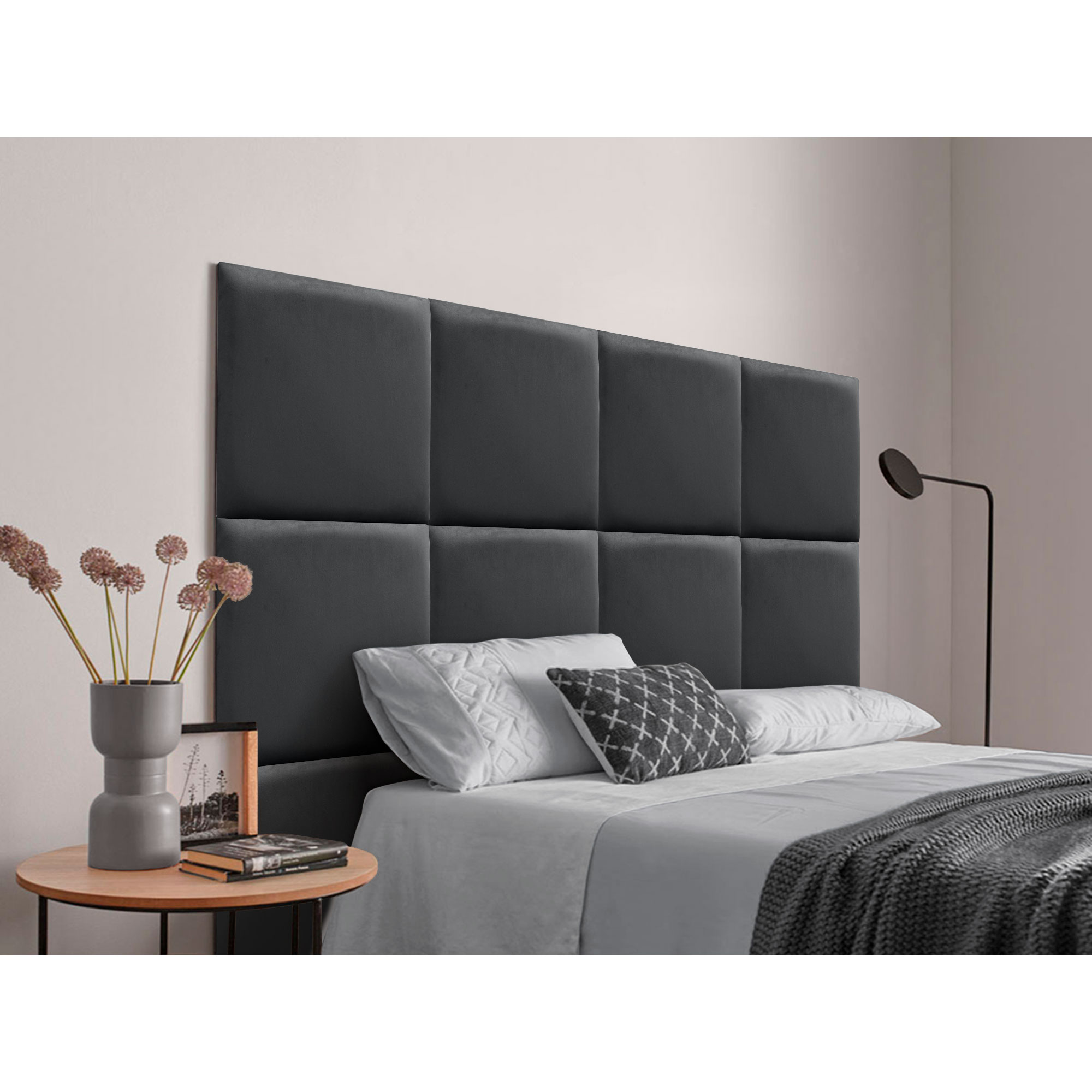 DHOME Cabecero Tapizado Compuesto de Paneles Autoadhesivos Intercambiables de Terciopelo Premium Cama Lujo Dormitorio Acolchado