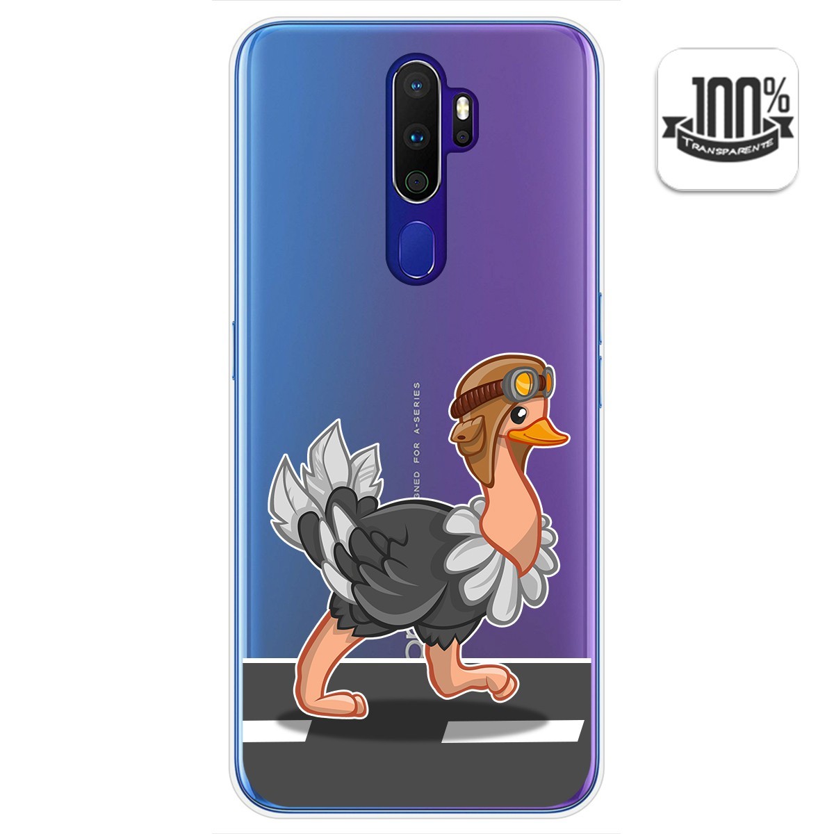 Tumundosmartphone Funda Gel Transparente para Oppo A9 2020 diseño Avestruz Dibujos
