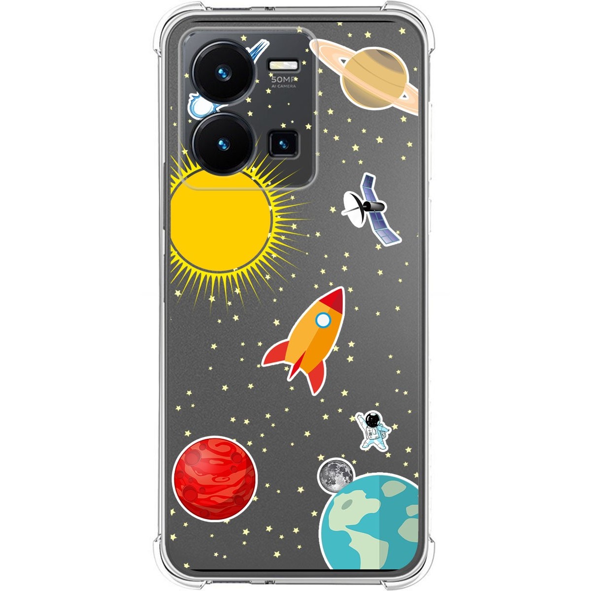 Funda Silicona Antigolpes para Vivo Y35 diseño Espacio Dibujos