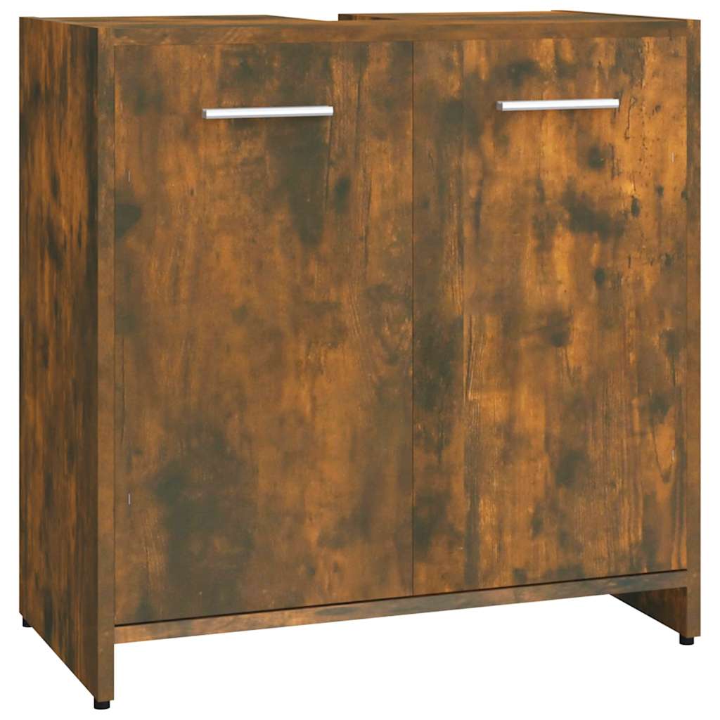 vidaXL Armario de baño madera contrachapada 60x33x60 cm en color Gris sonoma/Blanco brillante/Negro y más | almacenamiento funcional diseño moderno para baño dormitorio sala