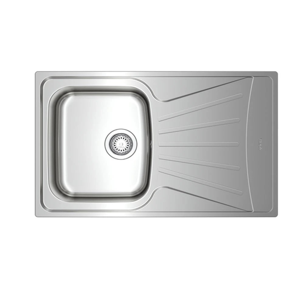 Fregadero Fregadero encastrado con escurridor a la derecha Acero inoxidable 1 Senos TEKA 45 E XP 1C 1E D  | STARBRIGHT, CONTRACT, 50cm, x 79cm, ( 16cm )