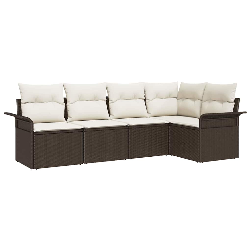 vidaXL Conjunto de sofá de jardín Manual 5 pcs Marrón ratán sintético