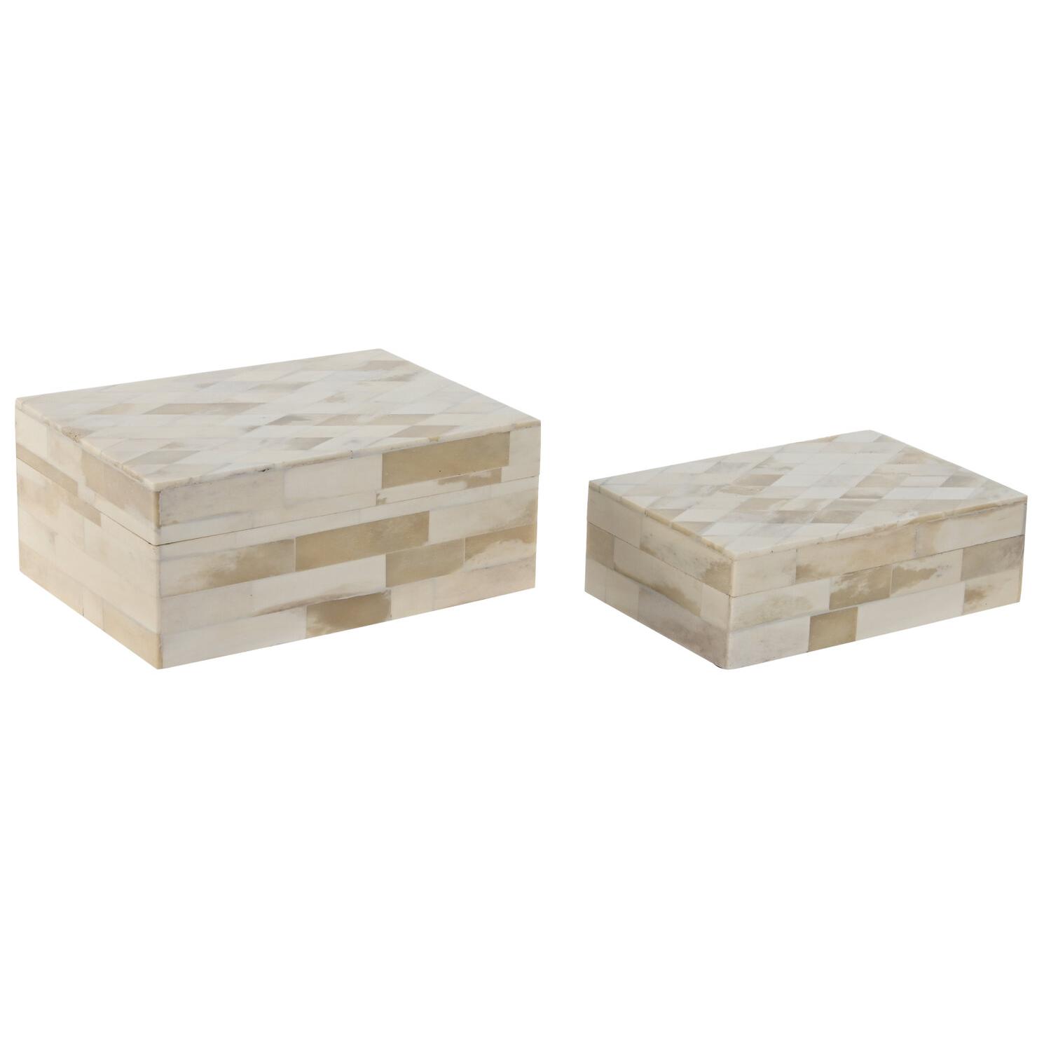 Joyero Set 2 Mango Hueso 18X13X7,7 Rombo Natural El mejor complemento para tu hogar -Fijalo_