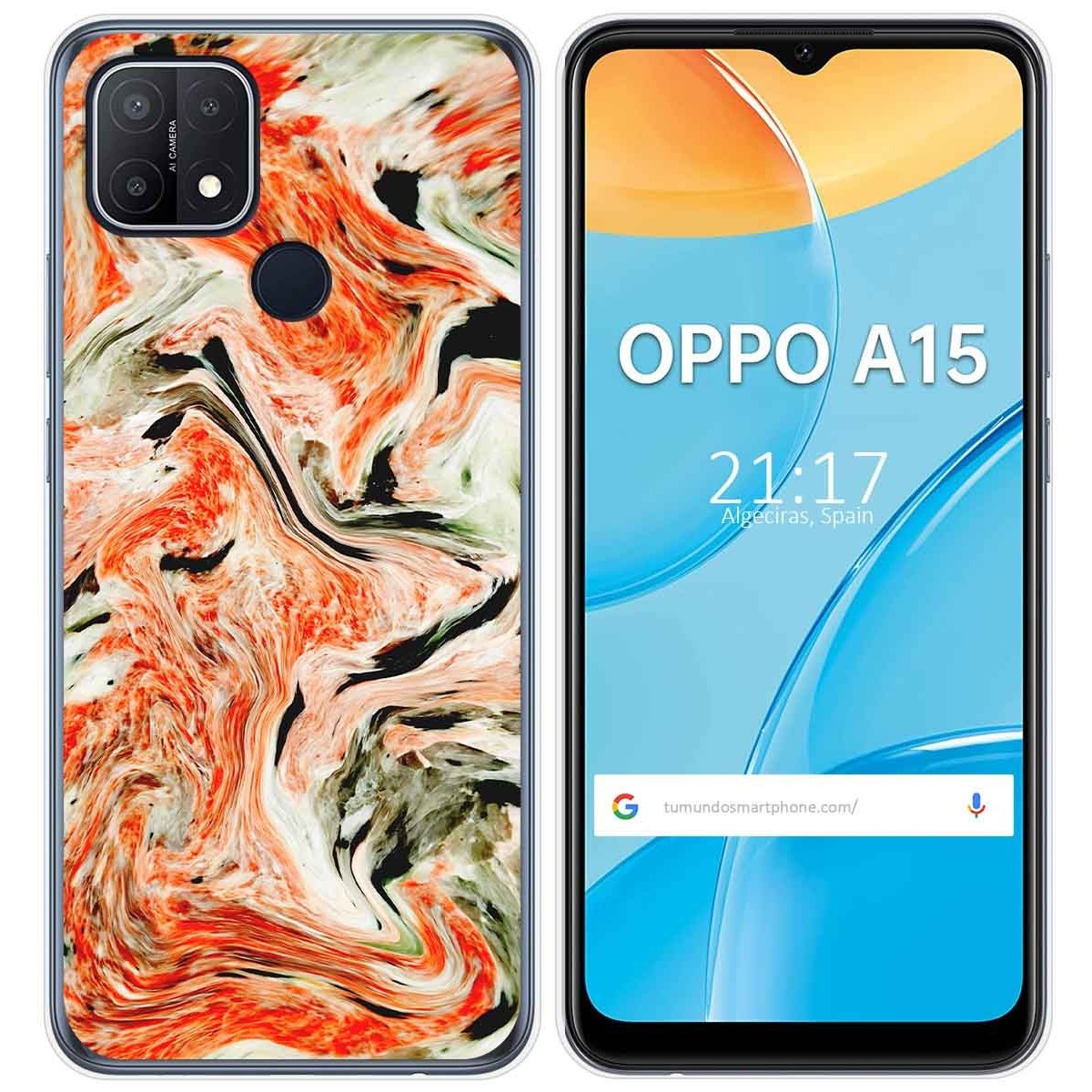 Tumundosmartphone Funda Gel Tpu para Oppo A15 diseño Mármol 12 Dibujos