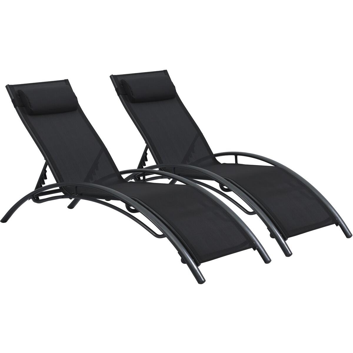 Habitat y Jardin - Juego de 2 tumbonas Beauty "Phoenix" de aluminio Negro