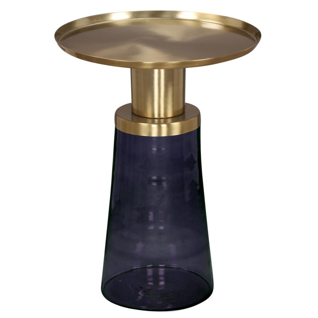Mesita Auxiliar Cristal Hierro 37X37X50 Azul - Fijalo - El mejor complemento para tu hogar.