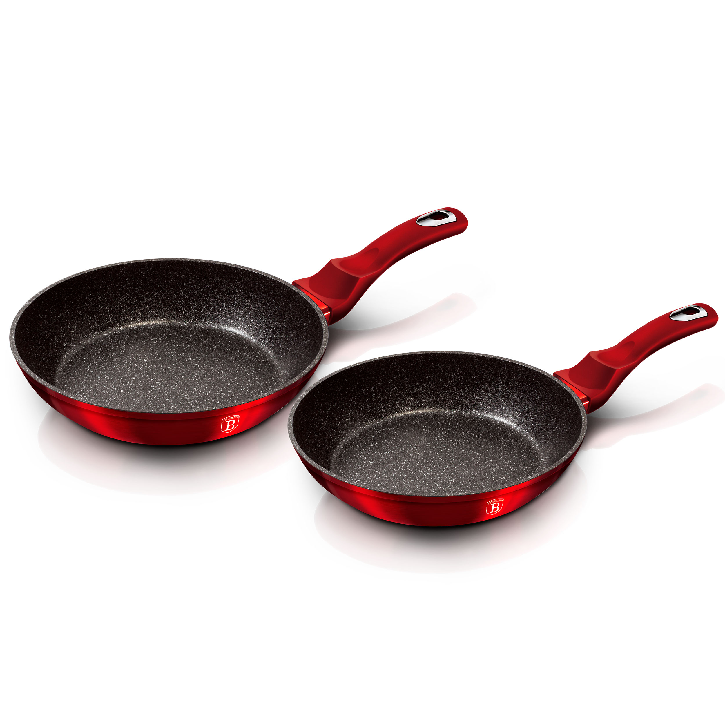 Berlinger Haus Burgundy Set 2 Sartenes 22 - 26cm, Inducción, Aluminio Forjado, Antiadherente Ecológico Mármol sin PFOA, , Rojo