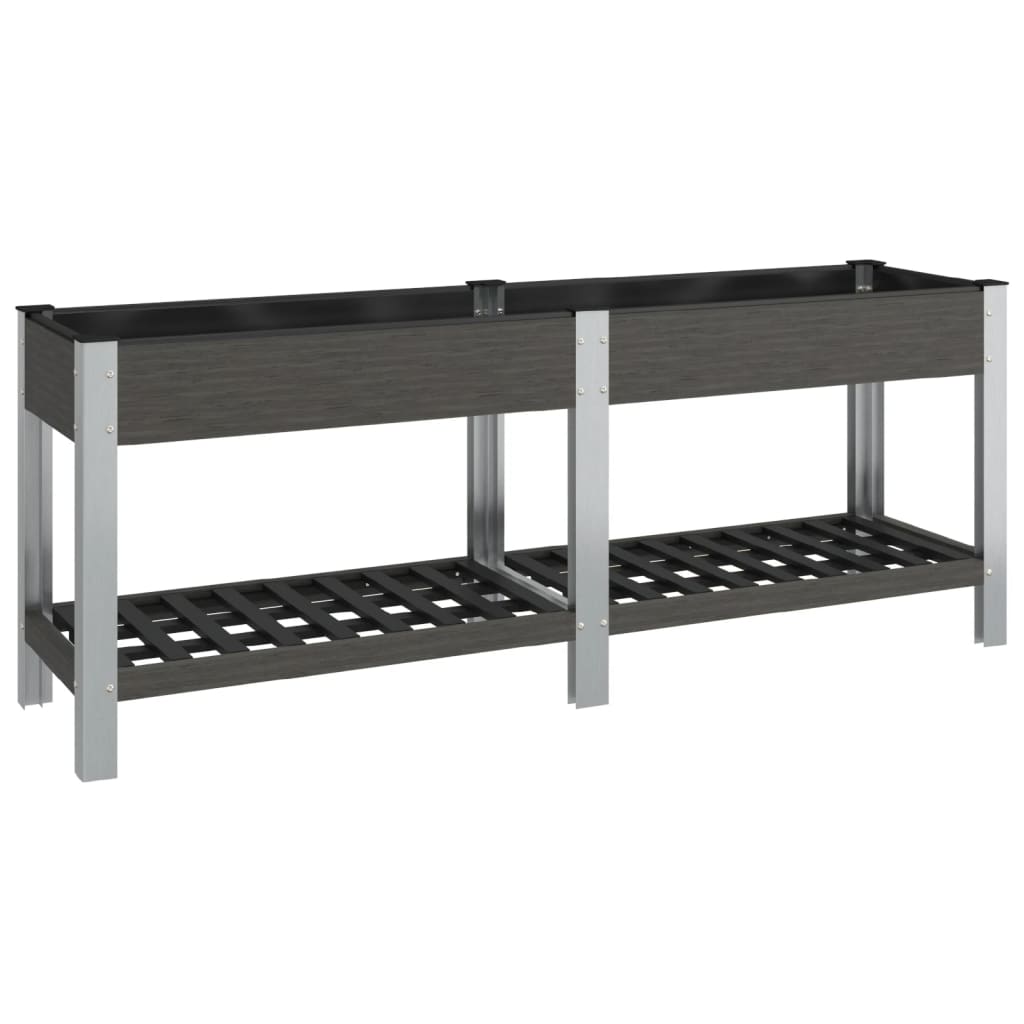 vidaXL Arriate de jardín con estante WPC gris Dimensiones 50 x 50 x 90 cm,  75 x 50 x 90 cm,  200 x 50 x 90 cm y mas