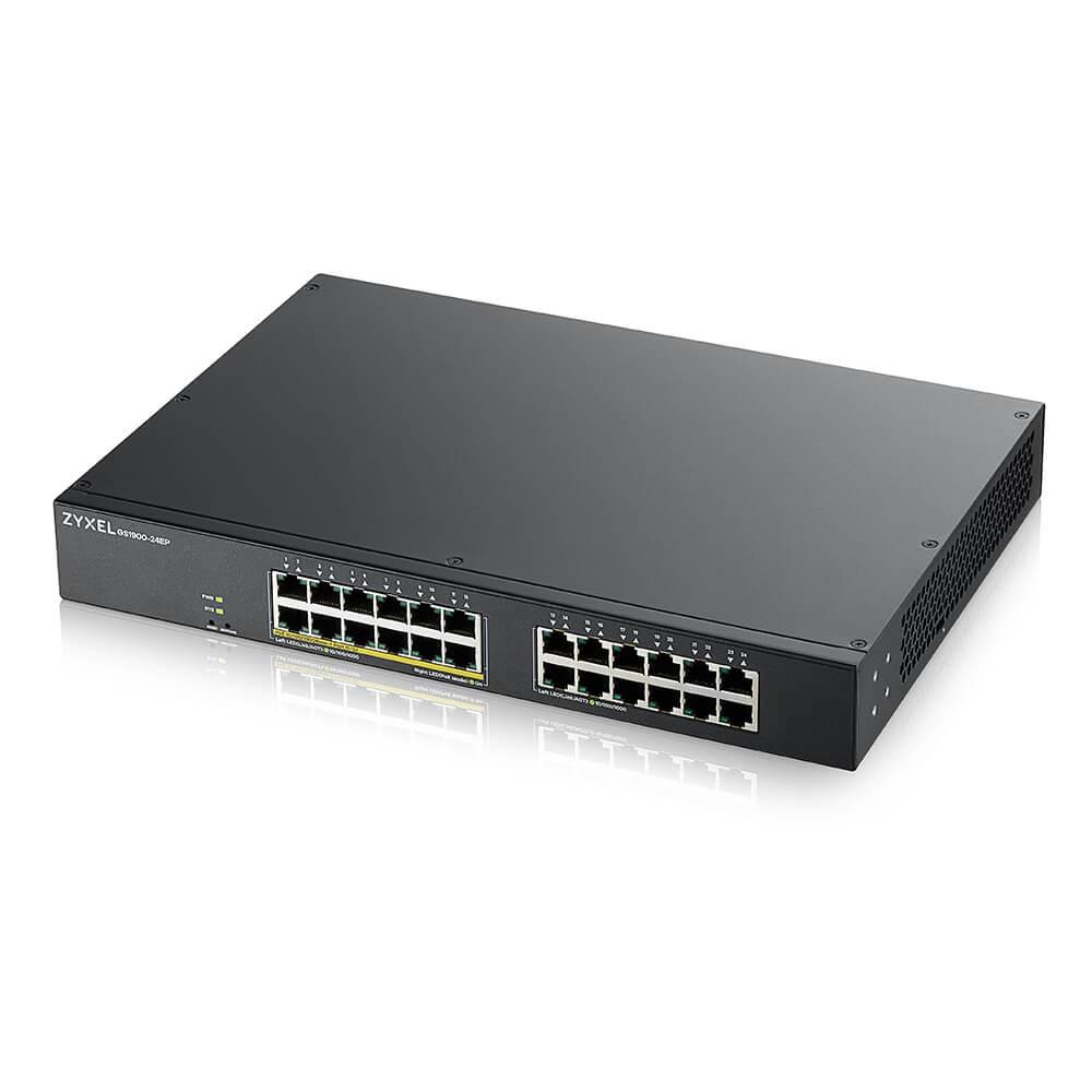 Switch Poe Gigabit Zyxel de 24 Puertos | Gestión Inteligente | Montaje en Rack | 12 Puertos Poe+ con Presupuesto de 130 Vatios | VLAN, IGMP, Qos | Garantía de por Vida