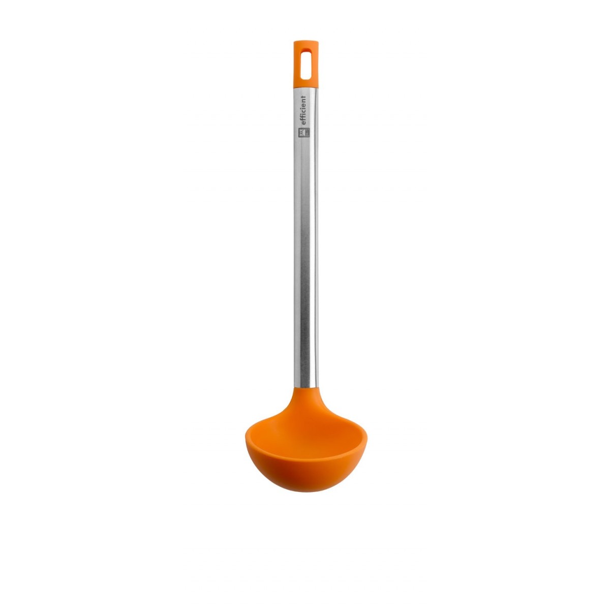 Bra - Cucharón de Cocina Efficient,  Utensilio Cocina, Acero Inoxidable, Silicona Naranja, Coger y Servir, Apto Lavavajillas