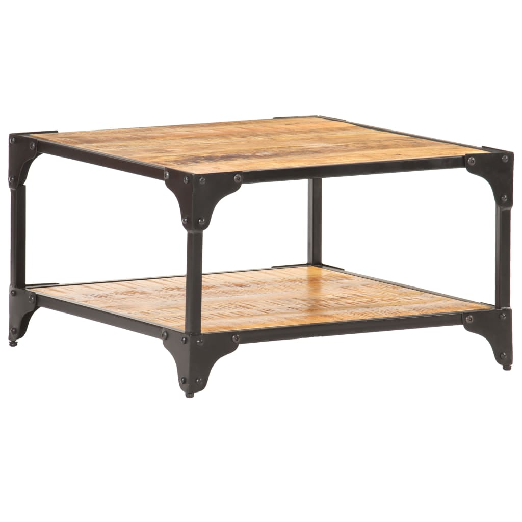 Vidaxl Mesa de Centro de Madera Maciza de Mango Rugosa - 40x40x36 Cm