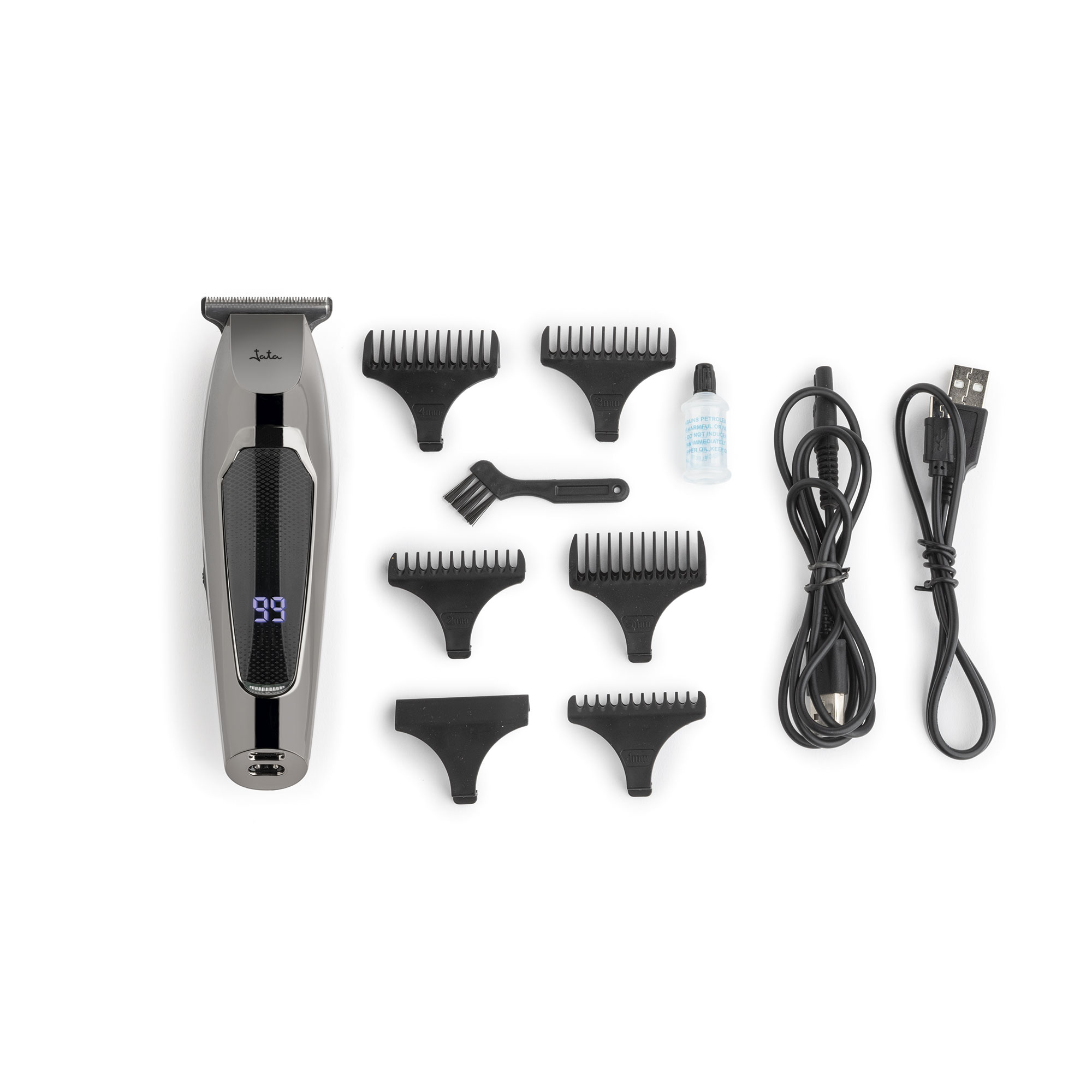 Jata Máquina Cortapelos y depiladora corporal de gran precisión Hombre, 5 guías de corte Cuchillas de acero inoxidable, Autonomía de 120 minutos, Funcionamiento con o sin cable, Incluye accesorios - JBCP3310