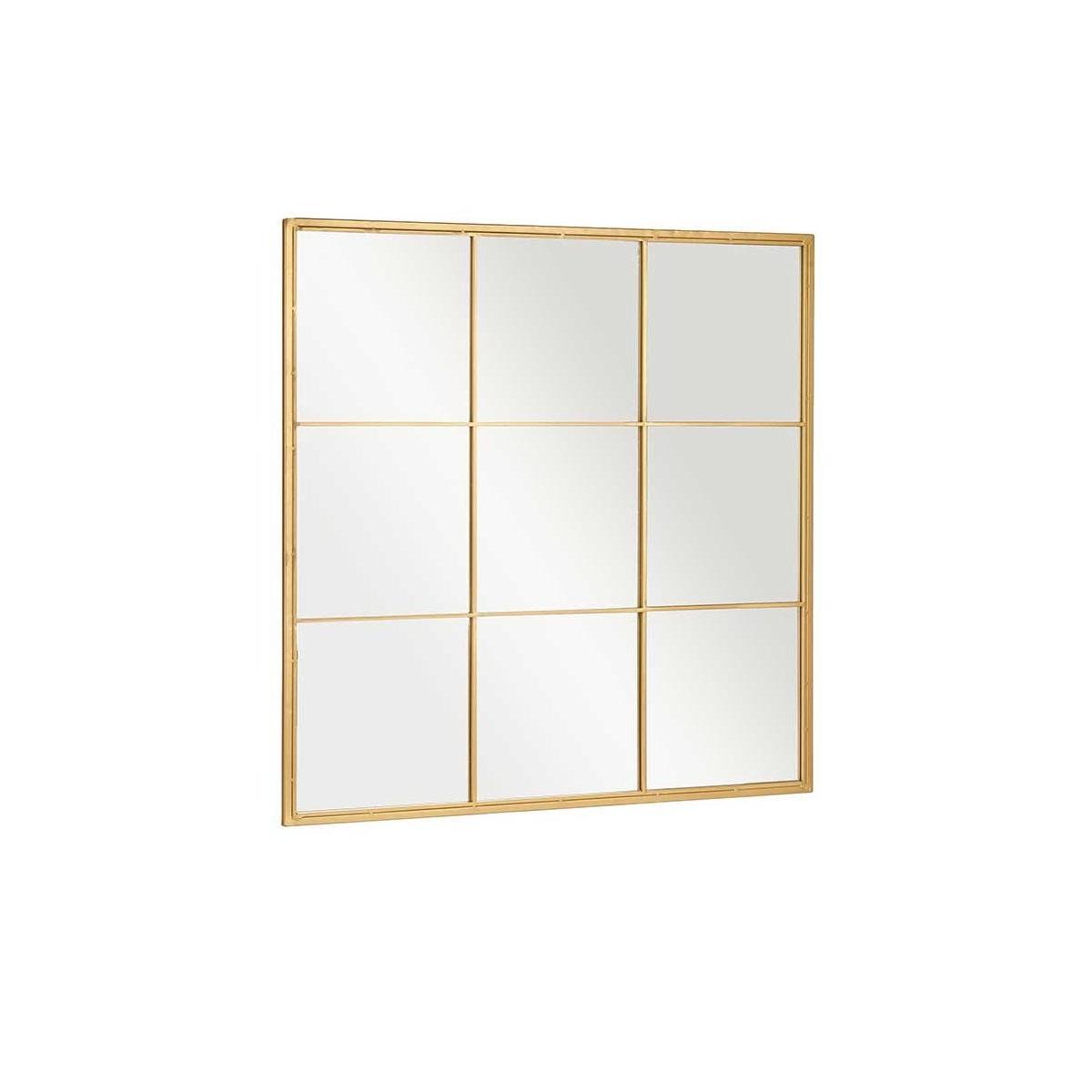 Factory Cuadros - Espejo Ventana Siena Oro - 90x90cm - Metal y Cristal - Diseño Elegante