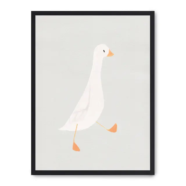 Cuadro mother duck i 30x40cm, Póster impreso en papel de primera calidad de 180gr, montado sobre marco de madera MDF acabado en negro., Infantil - Bebé