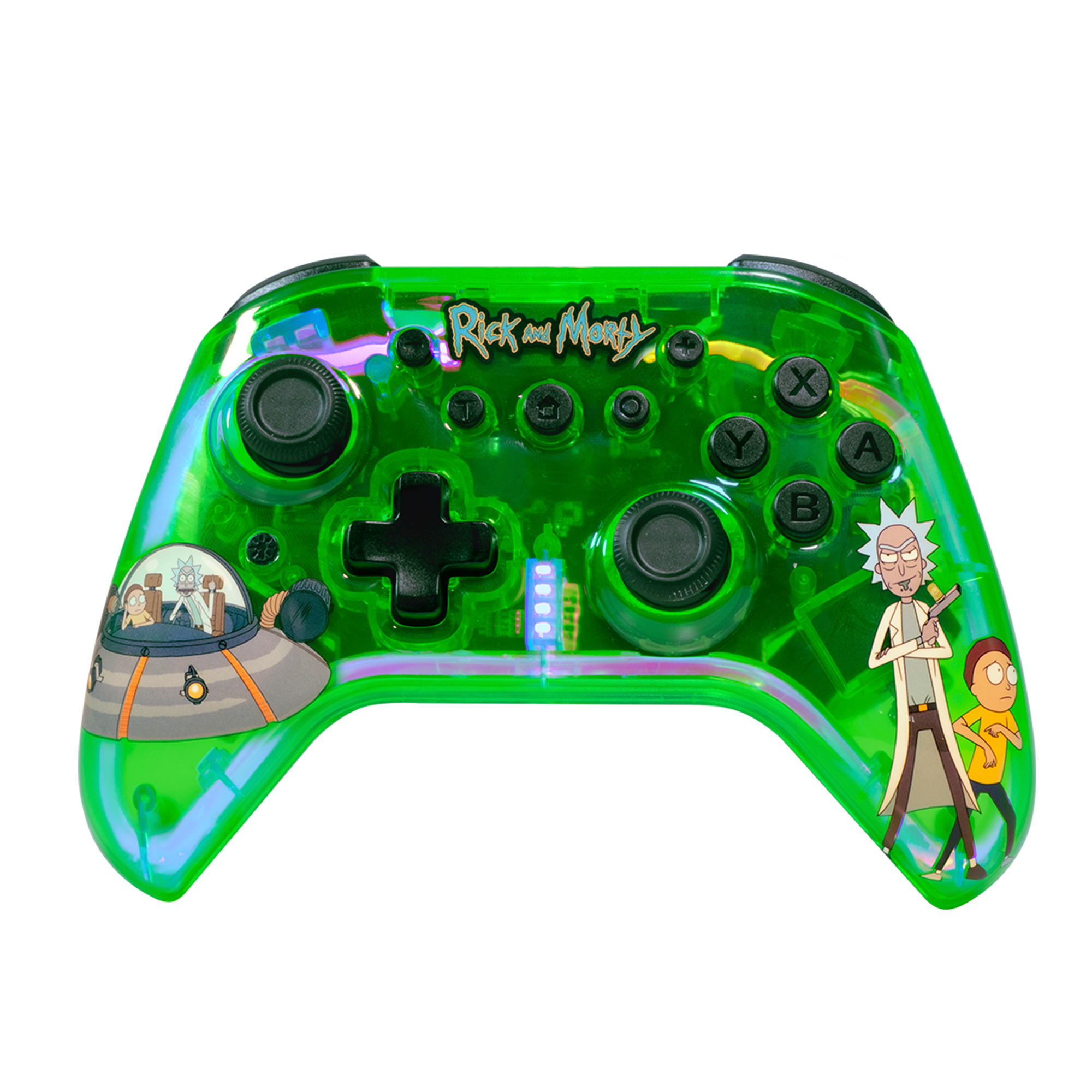 BLADE - Mando Inalámbrico Rick y Morty, Compatible con PC, Switch 2, Switch, Dispositivos Móviles, Luz LED RGB
