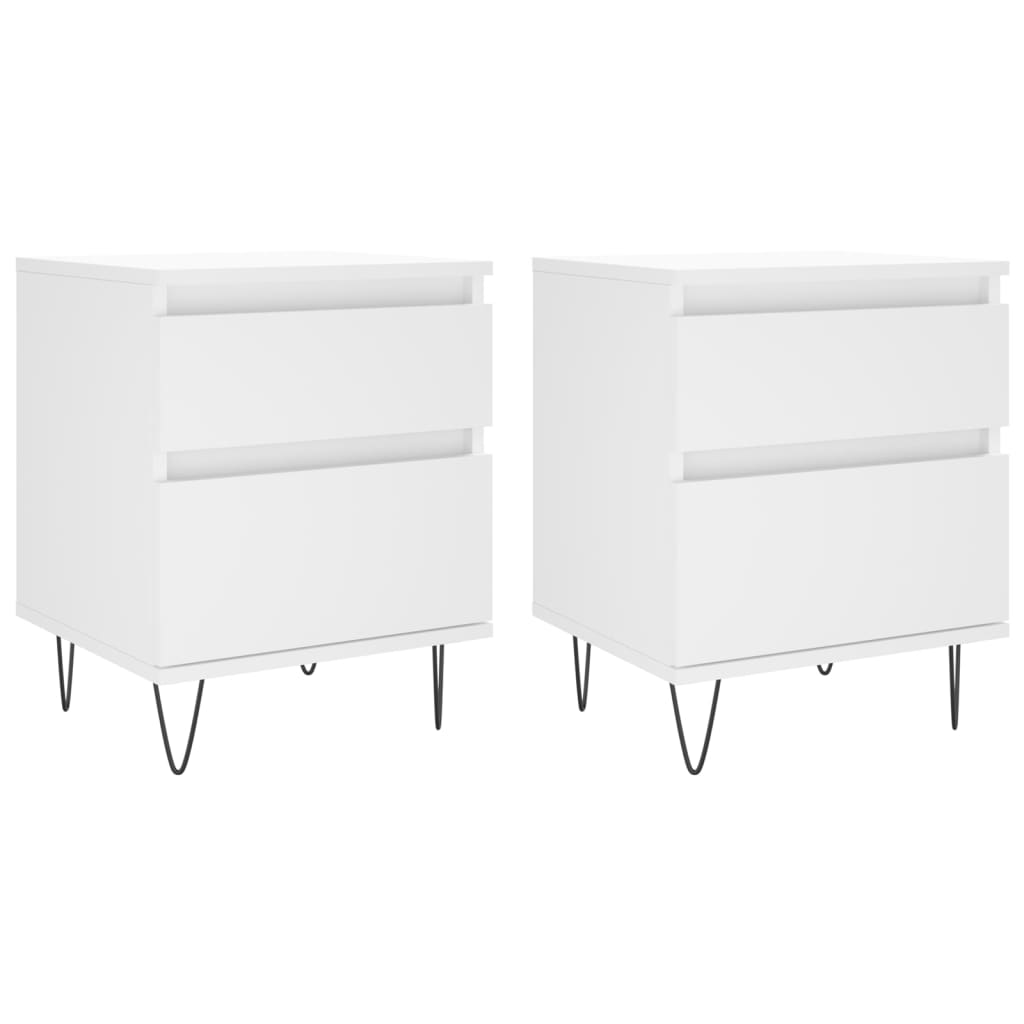 Vidaxl Mesitas Noche Madera Ingeniería 40x35x50 Cm Blanco Brillante