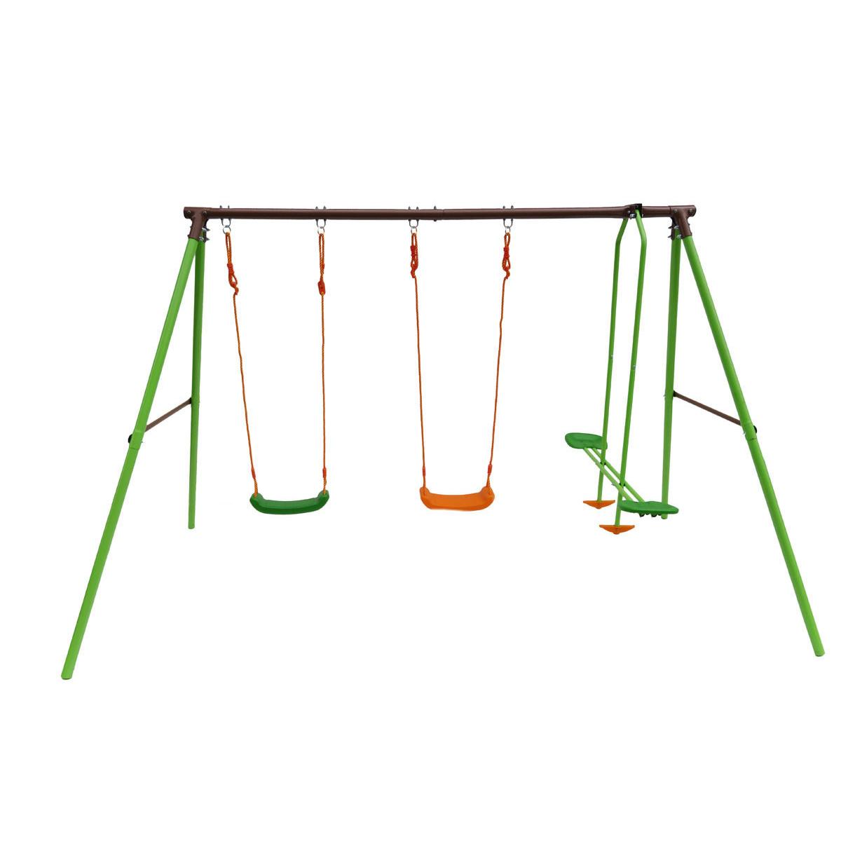 Habitat y Jardin - Parque infantil de acero Leo - 3 soportes - 1.95m