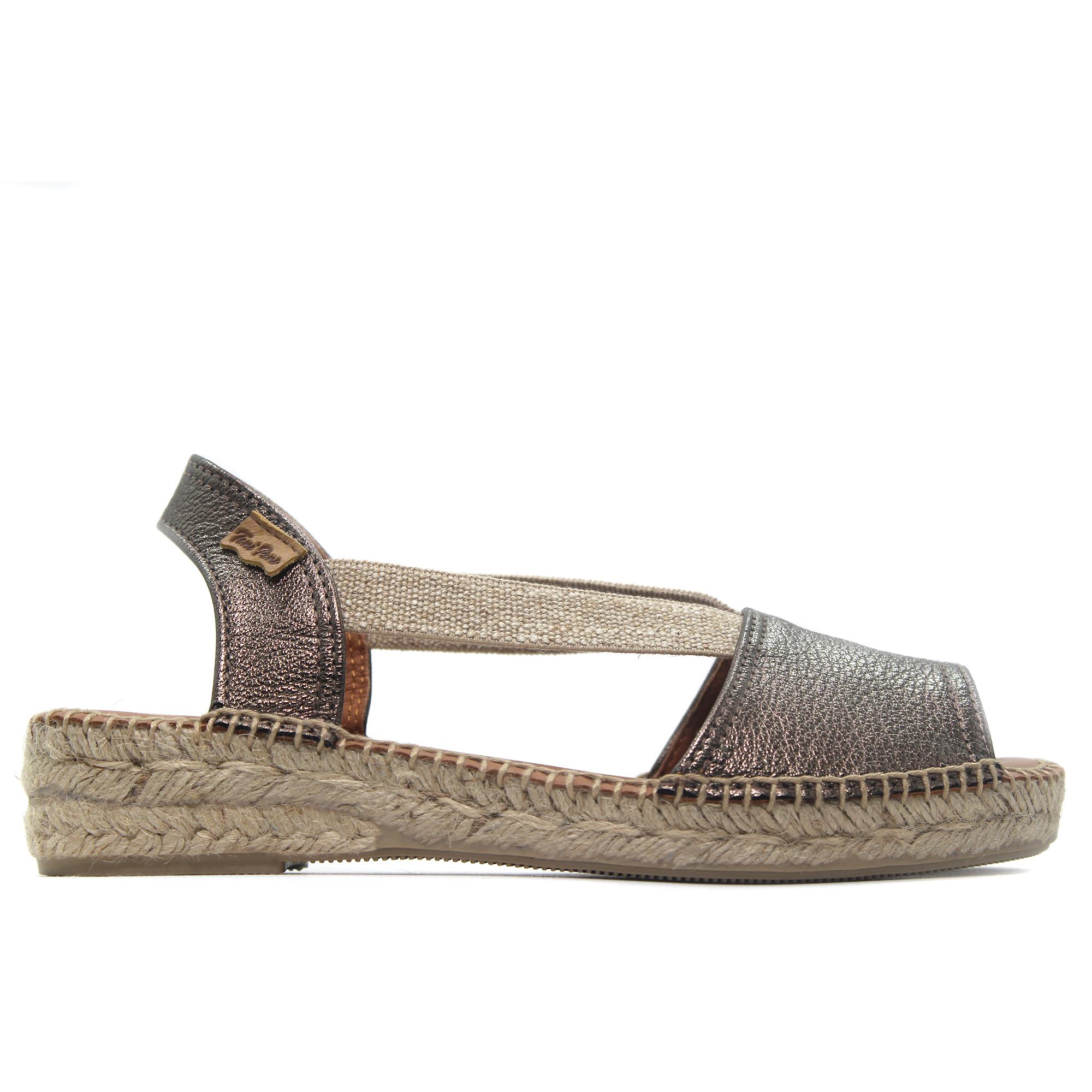 Toni Pons ETNA Sandalias de piel,cuña de 4cm y plataforma 3cm de esparto,espadril clásica,tira elástica,,lisa para señora