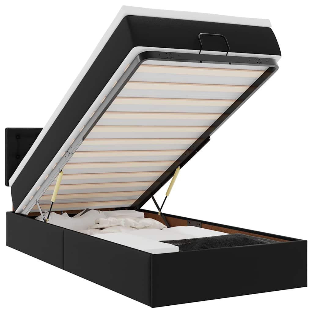 vidaXL Estructura cama otomana colchón cuero sintético negro 100x200cm