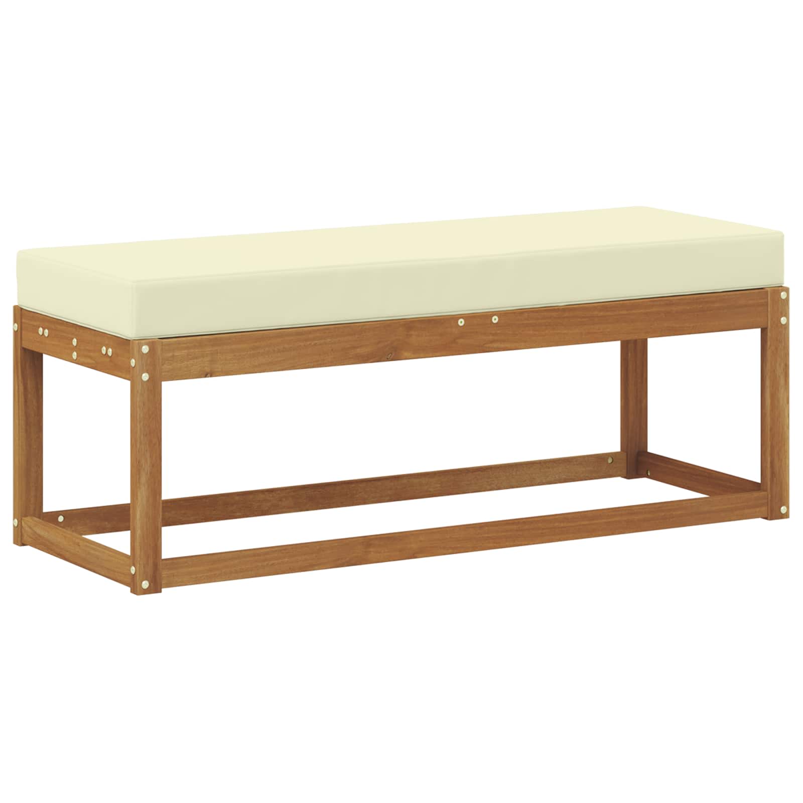 vidaXL Banco de exterior con cojín Natural y Crema 115 x 43 x 45 cm