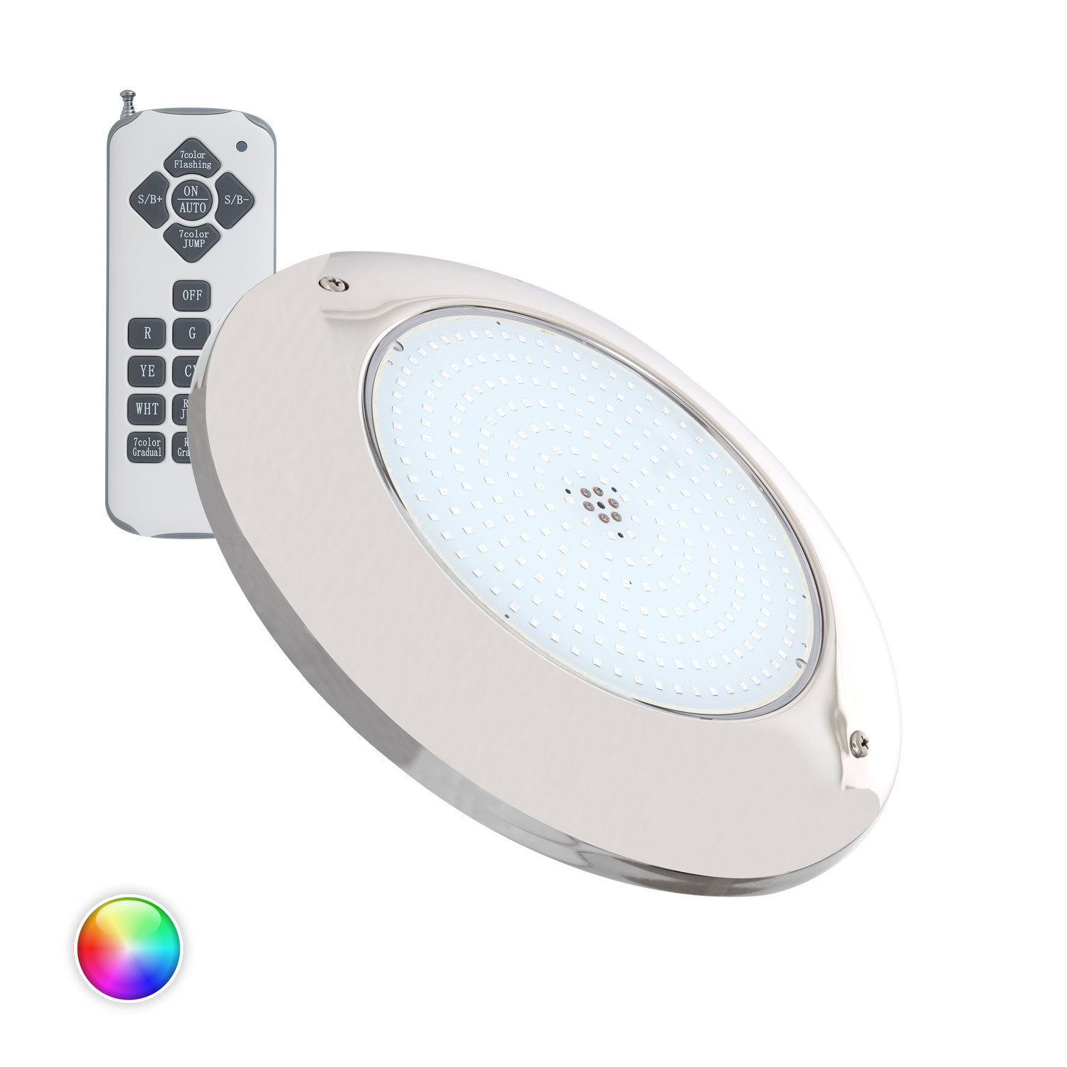 Ledkia Foco Piscina Superficie LED RGB Sumergible 12V AC IP68 Acero Inoxidable 20W Sí RGB