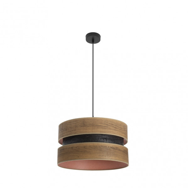 Colgante colet 1xe27 negro/madera oscura regx40x40 cm