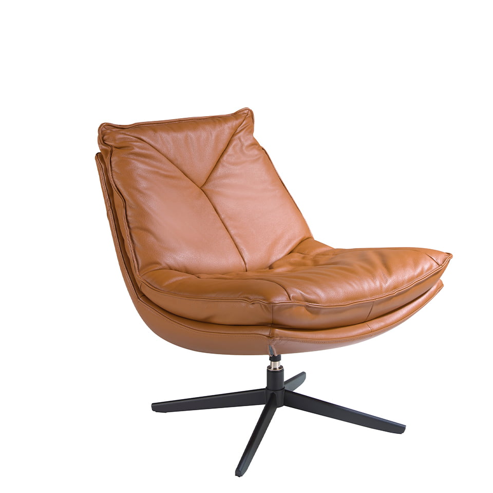 ANGEL CERDÁ 5096C Sillón giratorio tapizado en piel marrón , Marrón , Piel , 75 x 90 x 87 cm.