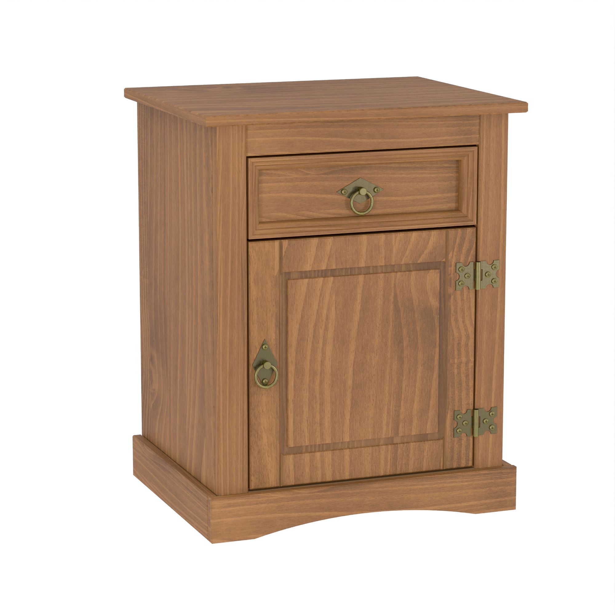 Venprodin - Mesita De Noche 1 Puerta Con 1 Cajon Rustica De Pino