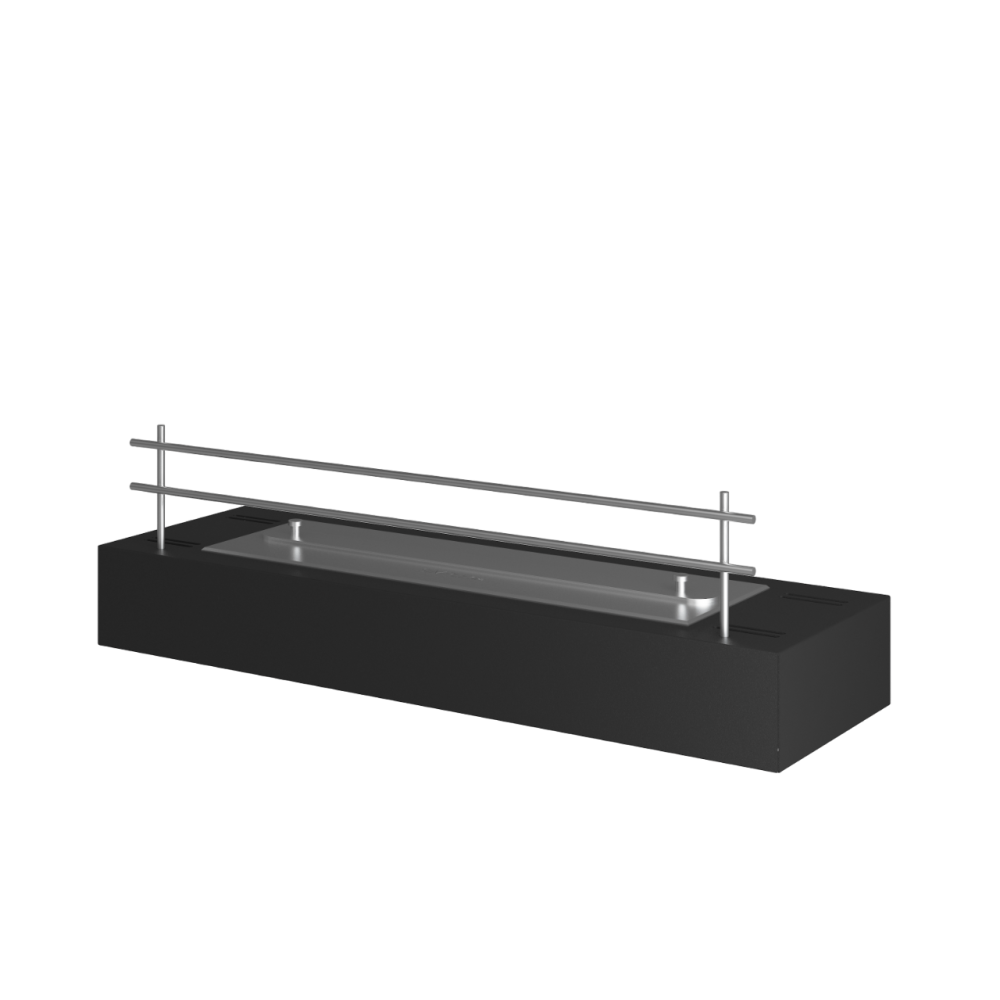 Quemador de bioetanol insertable de encimera negro mate en acero inoxidable de 60 cm con parrilla