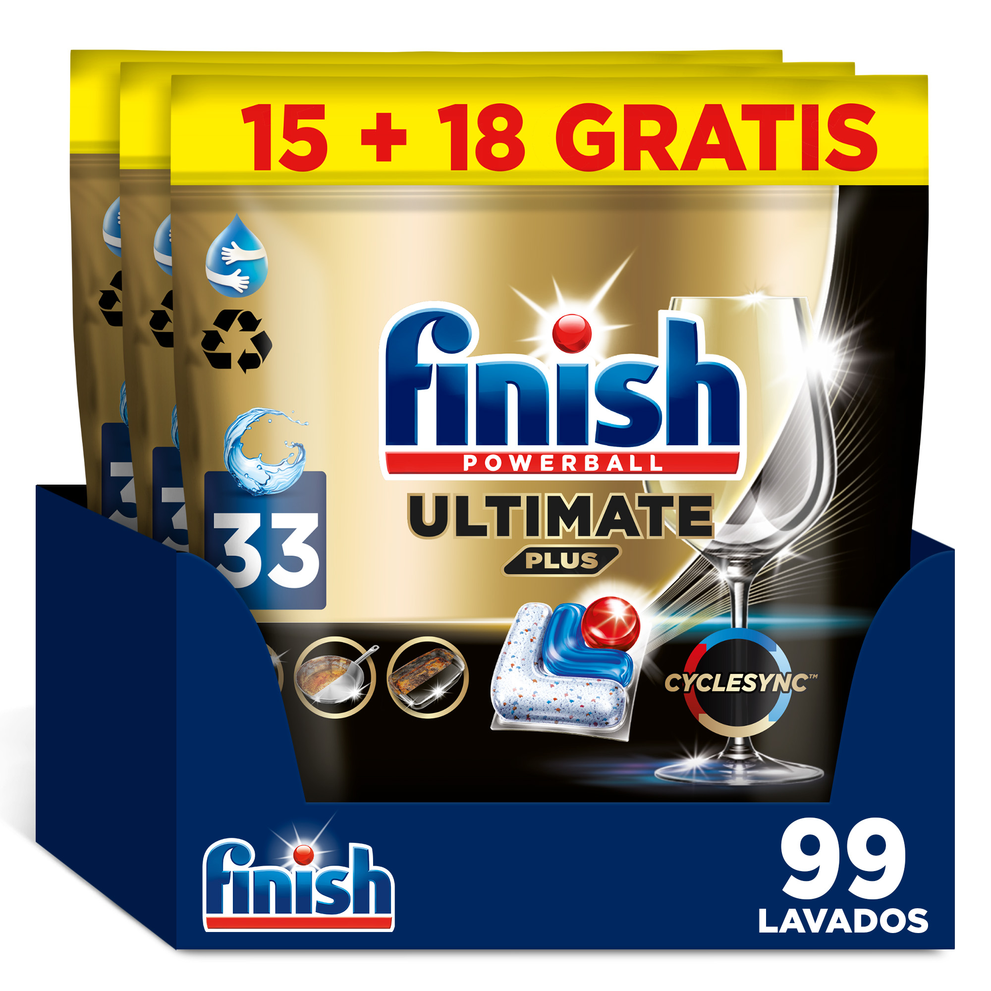 Finish Ultimate Plus 99  | 159 Pastillas para lavavajillas. Limpieza y Brillo Intensivos, Limpieza intensiva, brillo diamante + protección vajilla
