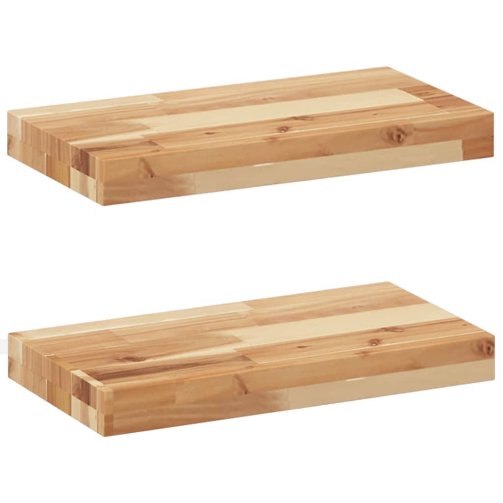Vidaxl Estantes Flotantes de Madera de Acacia Sin Tratar 60x20x4 Cm Marrón Oscuro - Pack de 2
