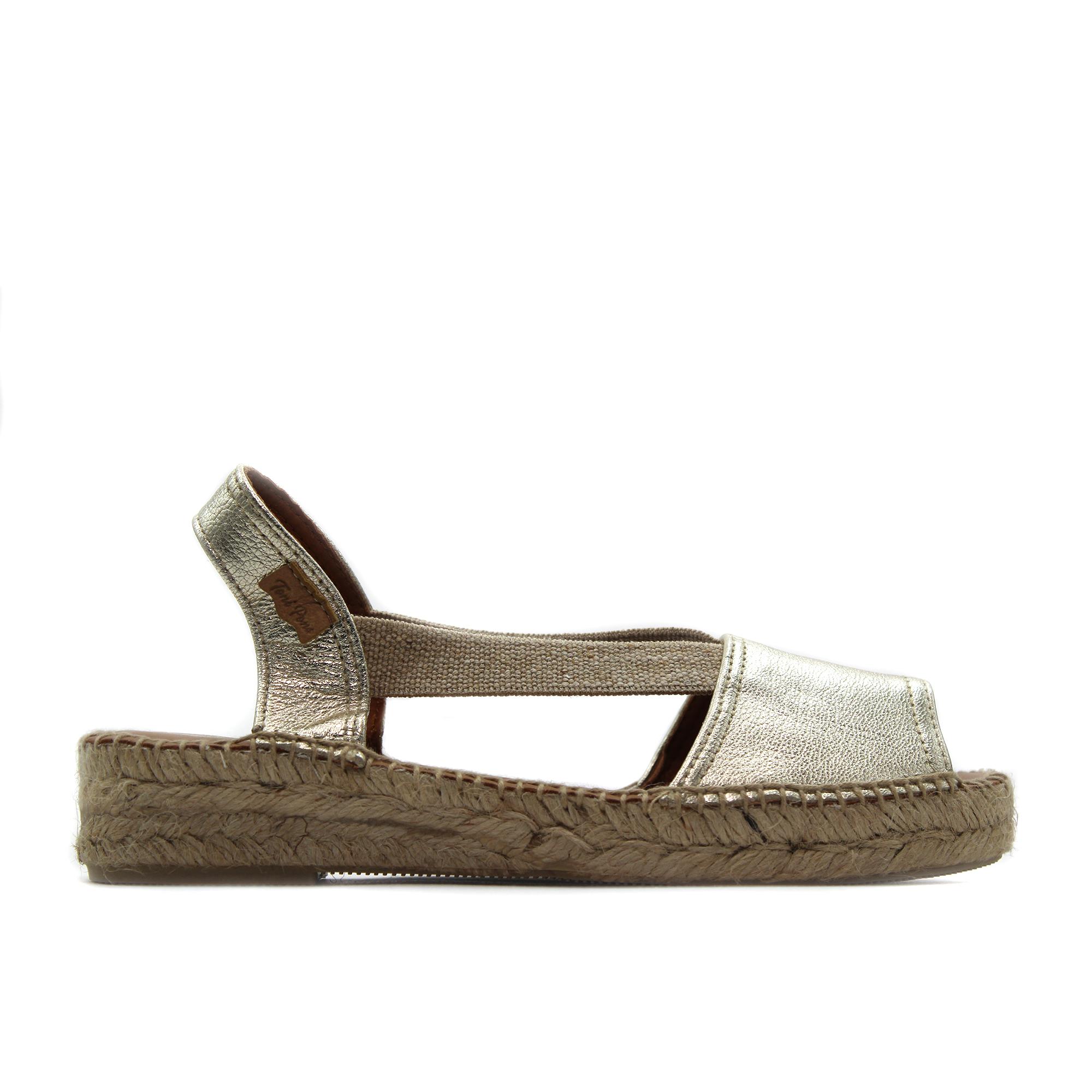 Toni Pons ETNA Sandalias de piel,cuña de 4cm y plataforma 3cm de esparto,espadril clásica,tira elástica,,lisa para señora