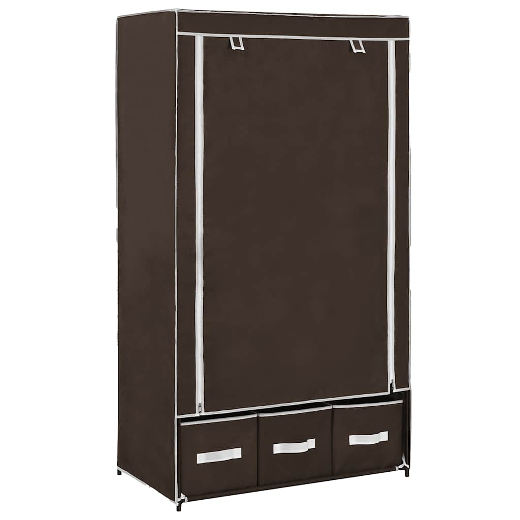 vidaXL Armario de tela 87x49x159 cm en color Gris/Negro/Marrón | almacenamiento funcional diseño moderno para baño dormitorio sala