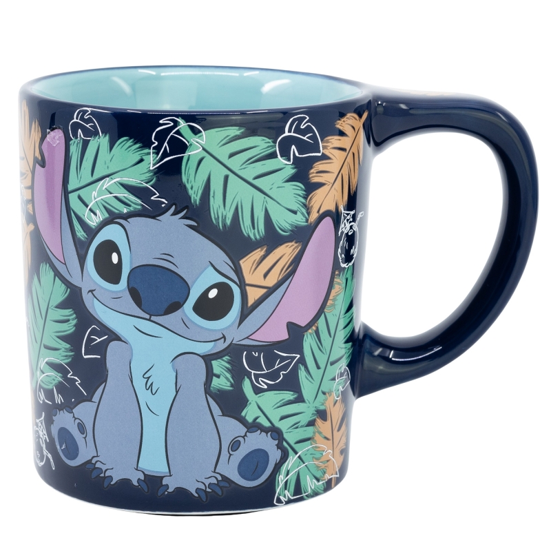 YUMO HOUSE-Taza ceramica antivuelco 300ml Stitch-Ohana / Tassa ceràmica antibolcada 300ml Stitch-Ohana Alto 10.5cm Ancho 13.2cm